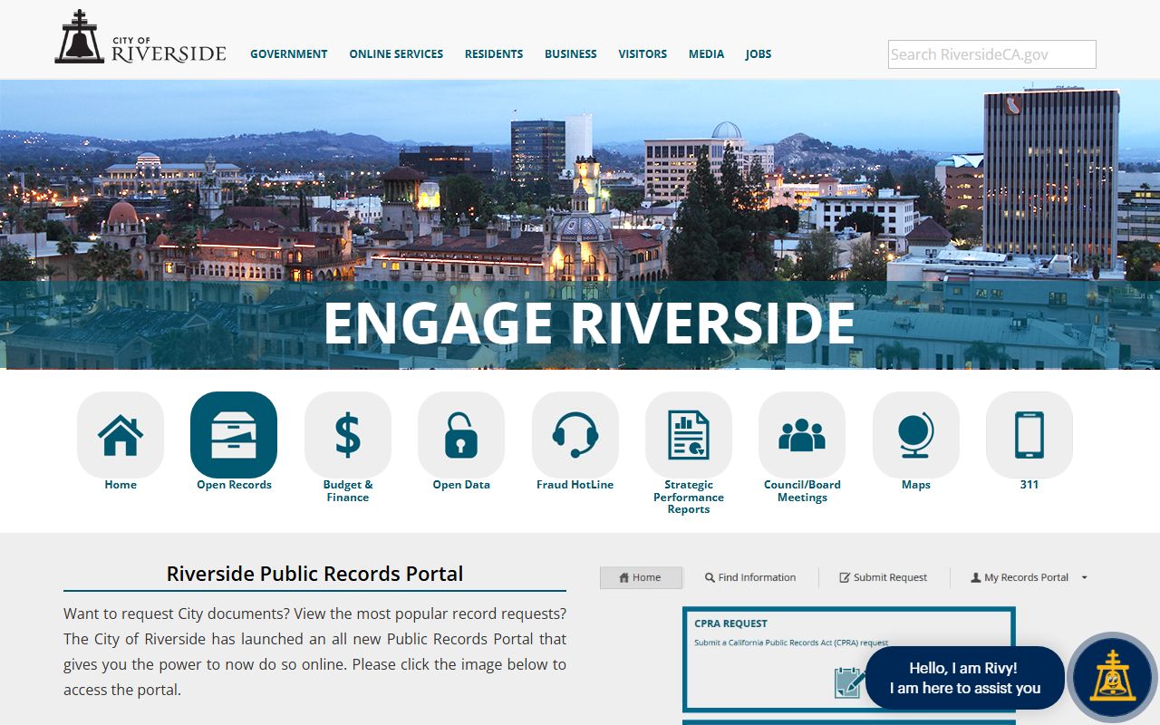 Riverside white pages city transparency records portal