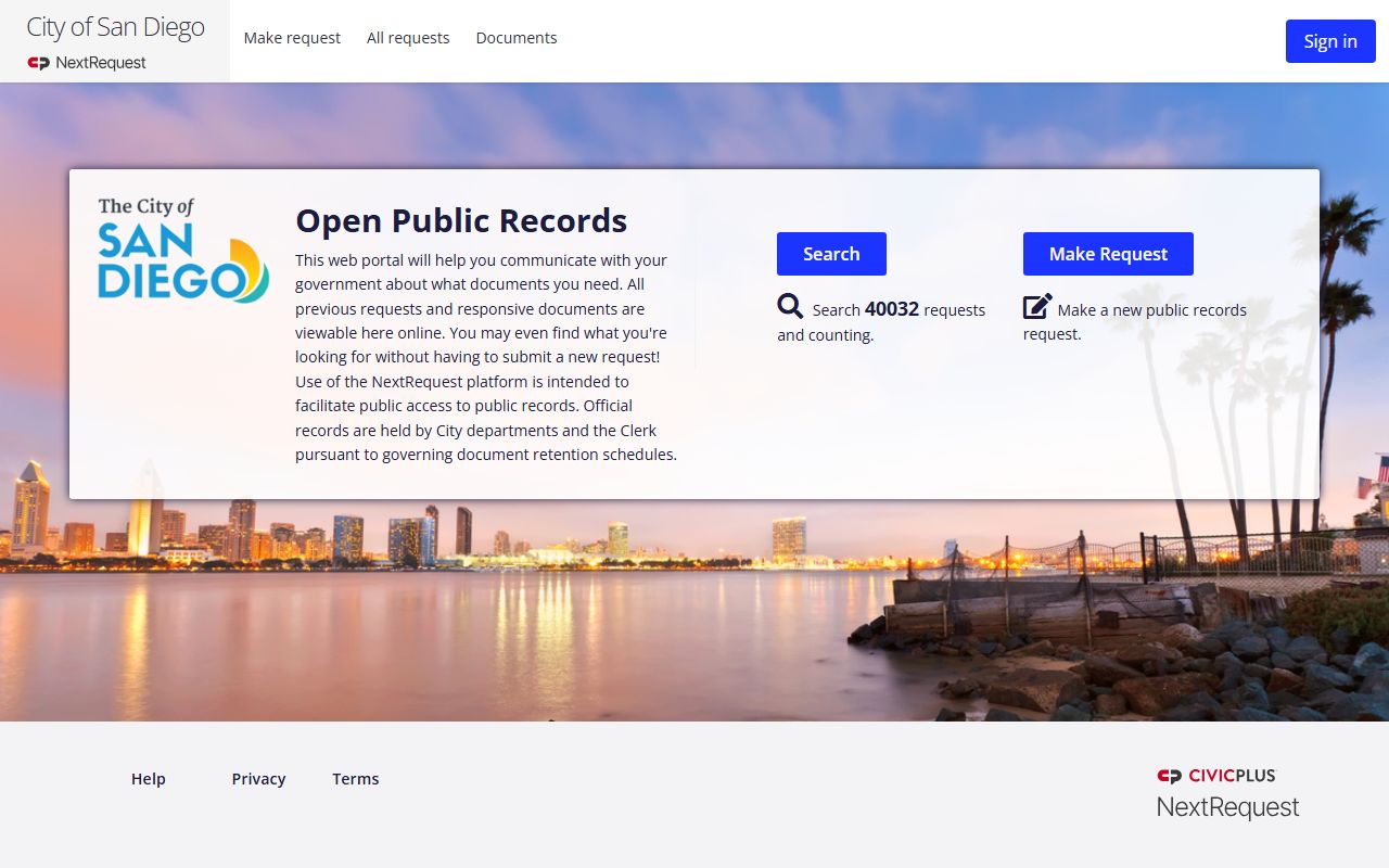 San Diego white pages NextRequest public records portal