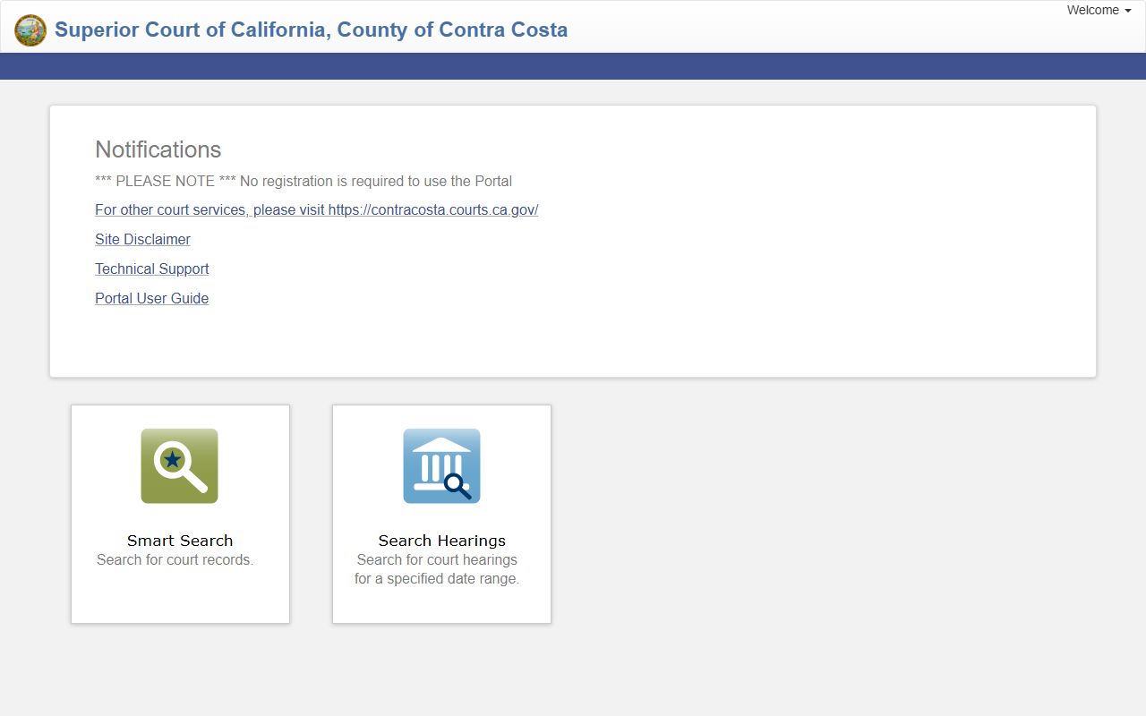 Contra Costa County white pages court case search portal
