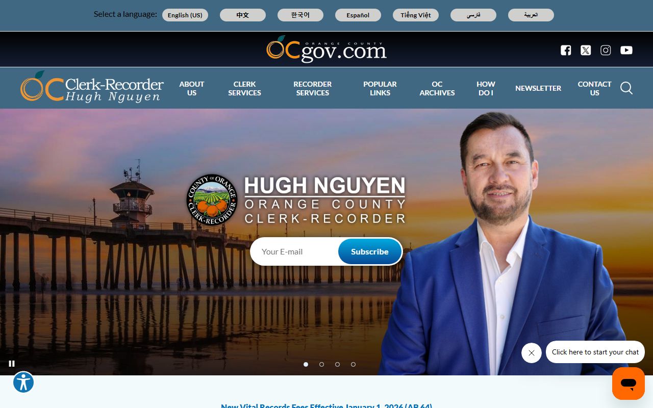 Orange County Clerk-Recorder website for white pages searches