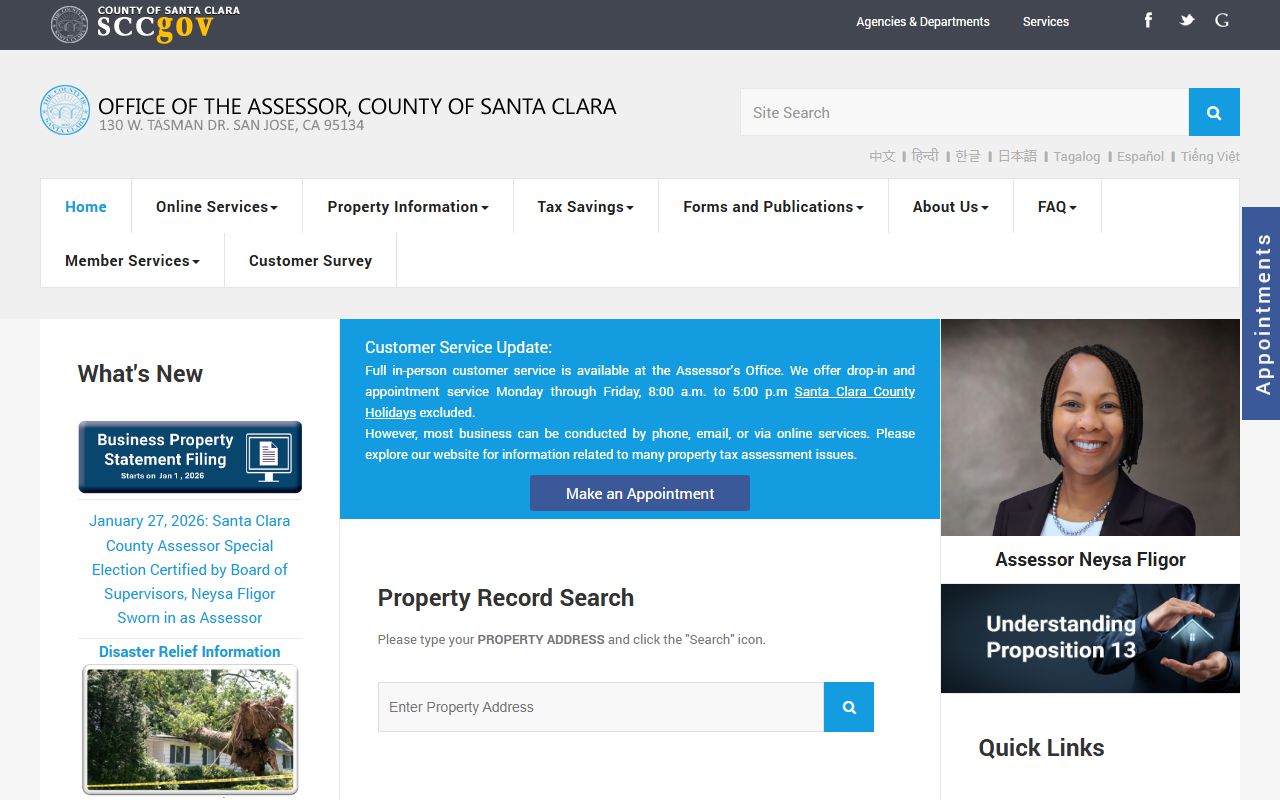 Santa Clara County white pages assessor property search