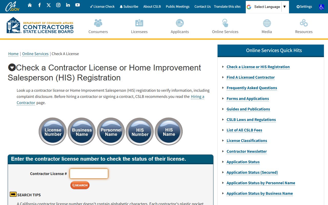 California white pages contractor license check tool