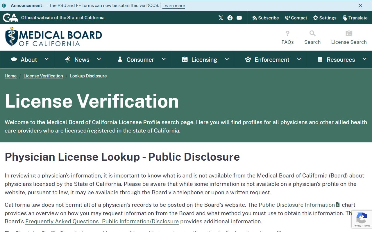California white pages Medical Board license lookup